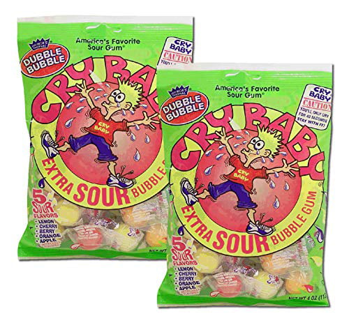 Dubble Bubble  Bubble Gum Cry Baby Extra Sour Candy (4 Ounce Bag) (2 Pack)