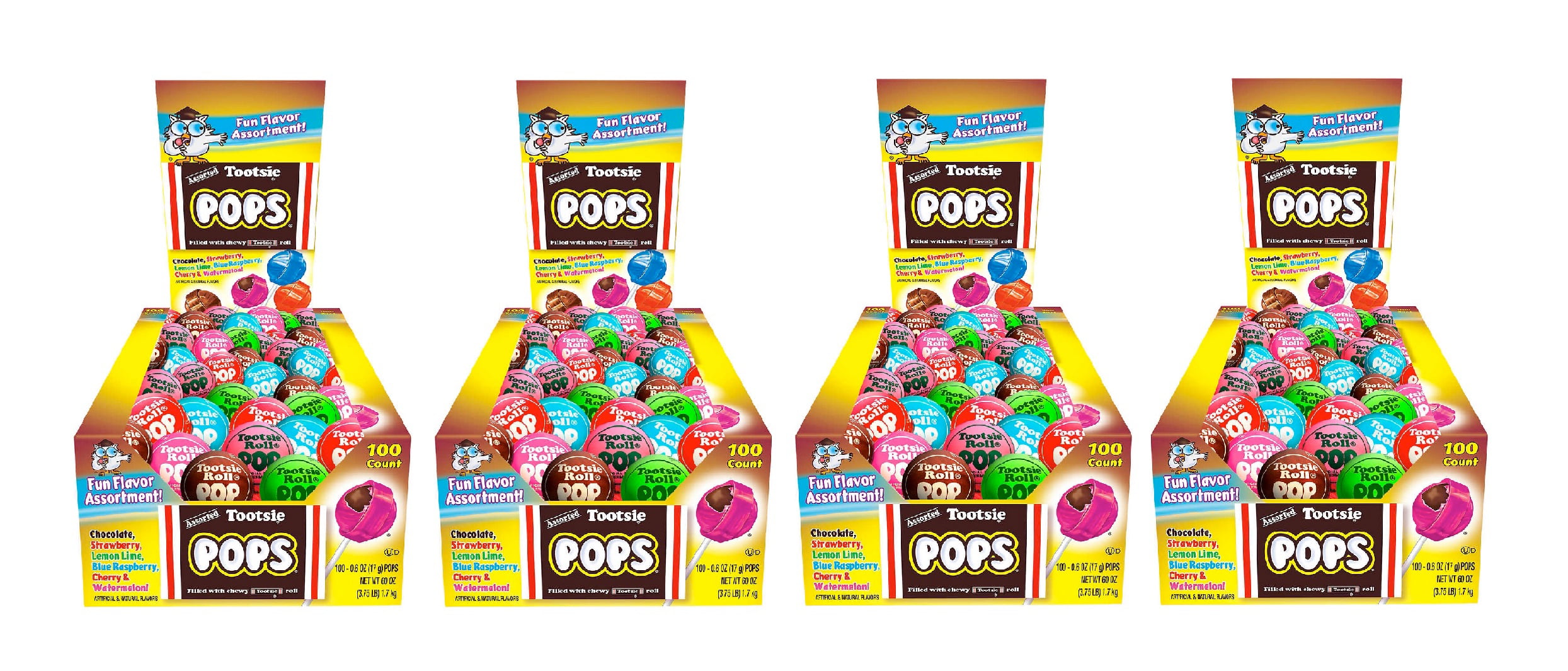 4 Pack | Tootsie Pops  Fun Flavor  0.6 Oz  Assorted  100 Count