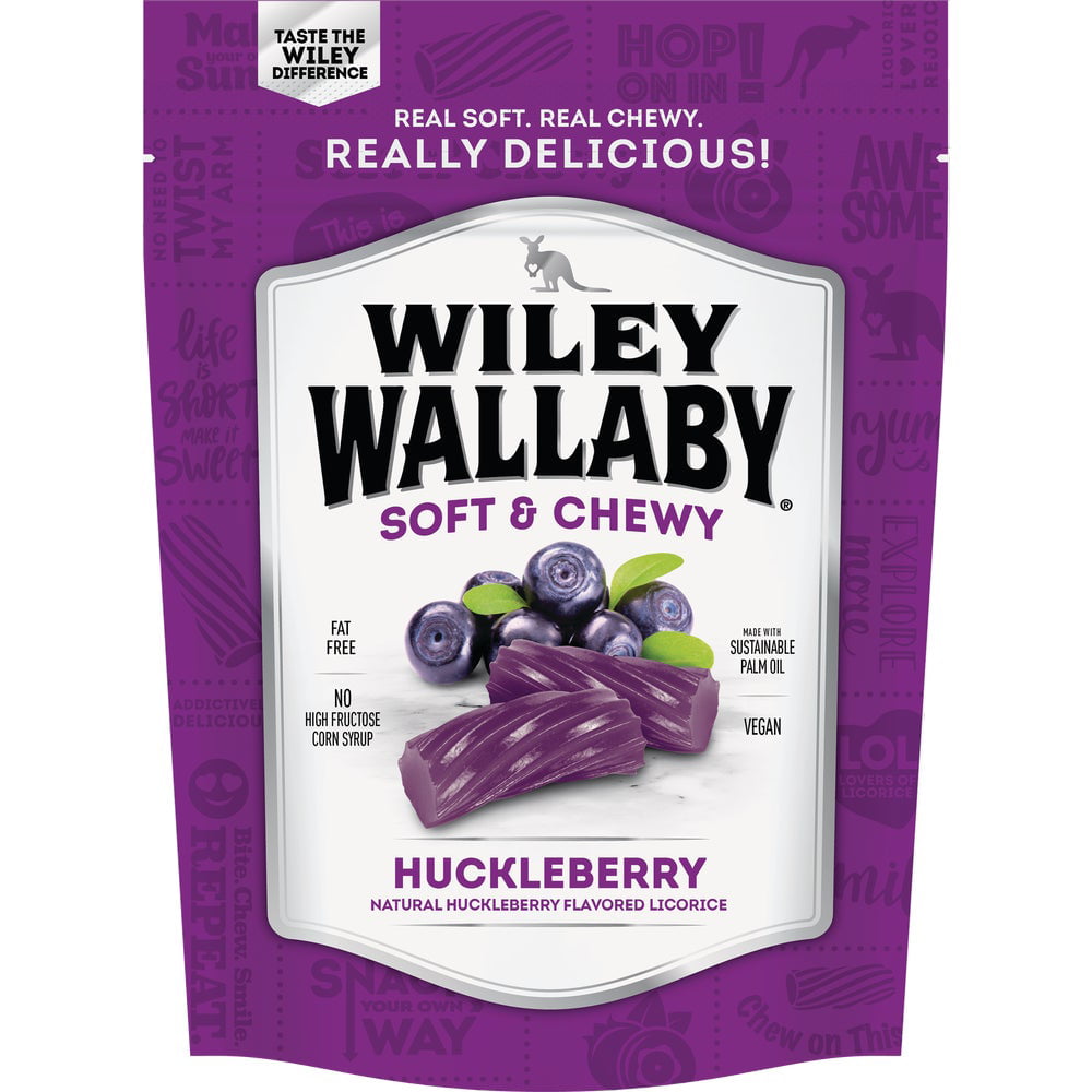 1PK Wiley Wallaby Huckleberry Liquorice 10 Oz. Candy