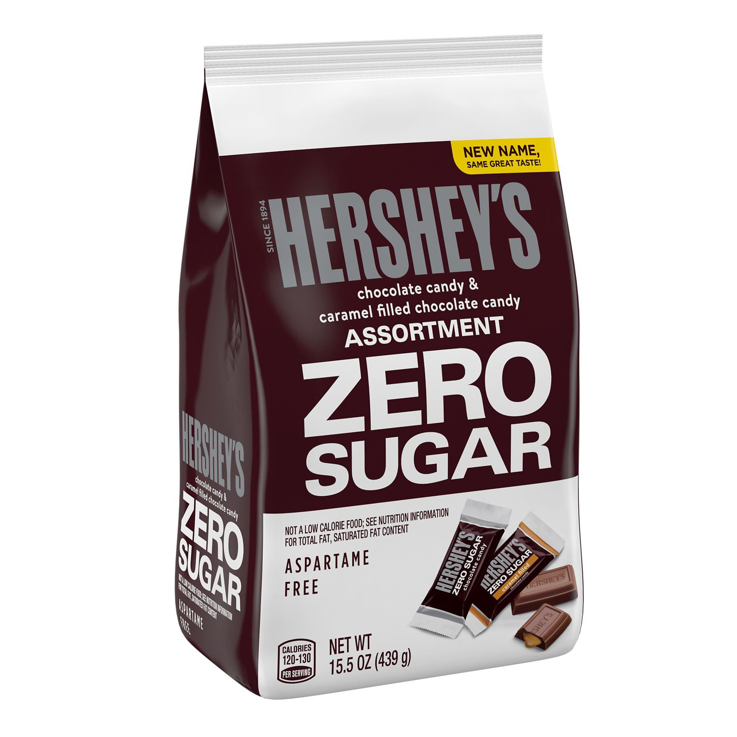 HERSHEY S  ZERO SUGAR Chocolate and Caramel Filled Chocolate Assortment Sugar Free Candy Bars  Individually Wrapped  15.5 Oz  Bag