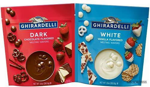 Ghirardelli Melting Wafers Variety Pack with Ghirardelli White Chocolate Melting Wafers and Ghirardelli Dark Chocolate Melting Wafers. One Stop Shoppi