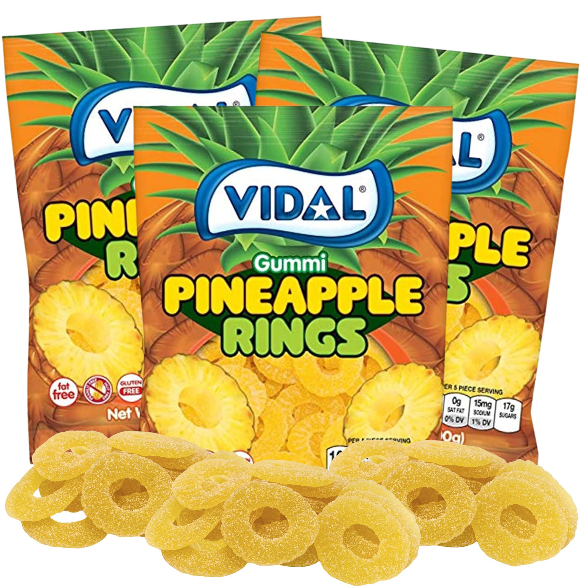 Gummy Pineapple Rings  Shareable Candy  Pack of 3  3.5 Ounces per Bag