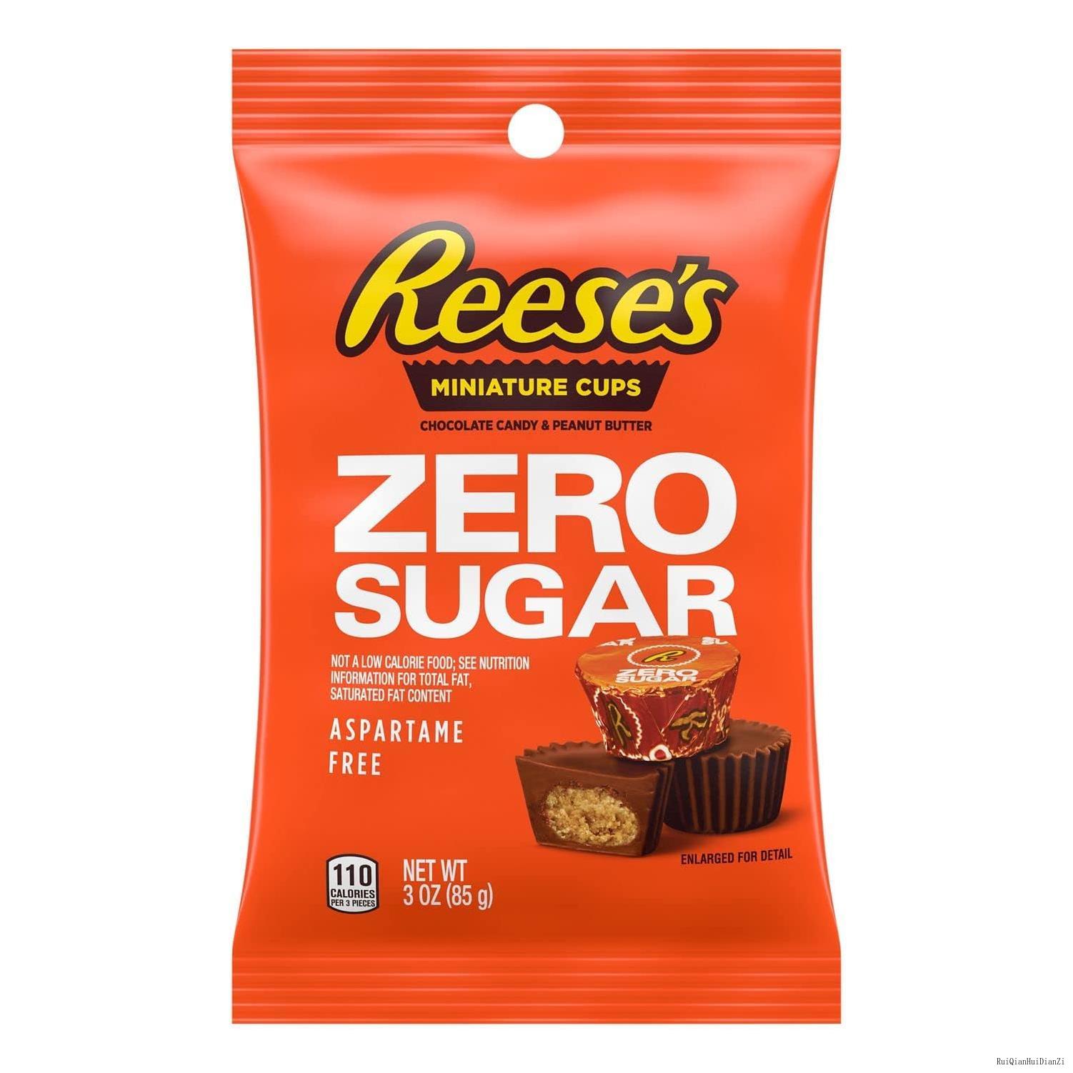 Zero Sugar Miniatures Chocolate Peanut Butter Cups Candy  Bulk  Individually Wrapped  3 Oz Bags (12 Count)