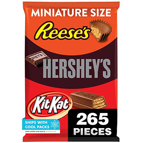 REESE S  HERSHEY S and KIT KAT Milk Chocolate Assortment Bite Size  Individually Wrapped Candy Bulk Variety Bag  80.39 Oz (265 Pieces)