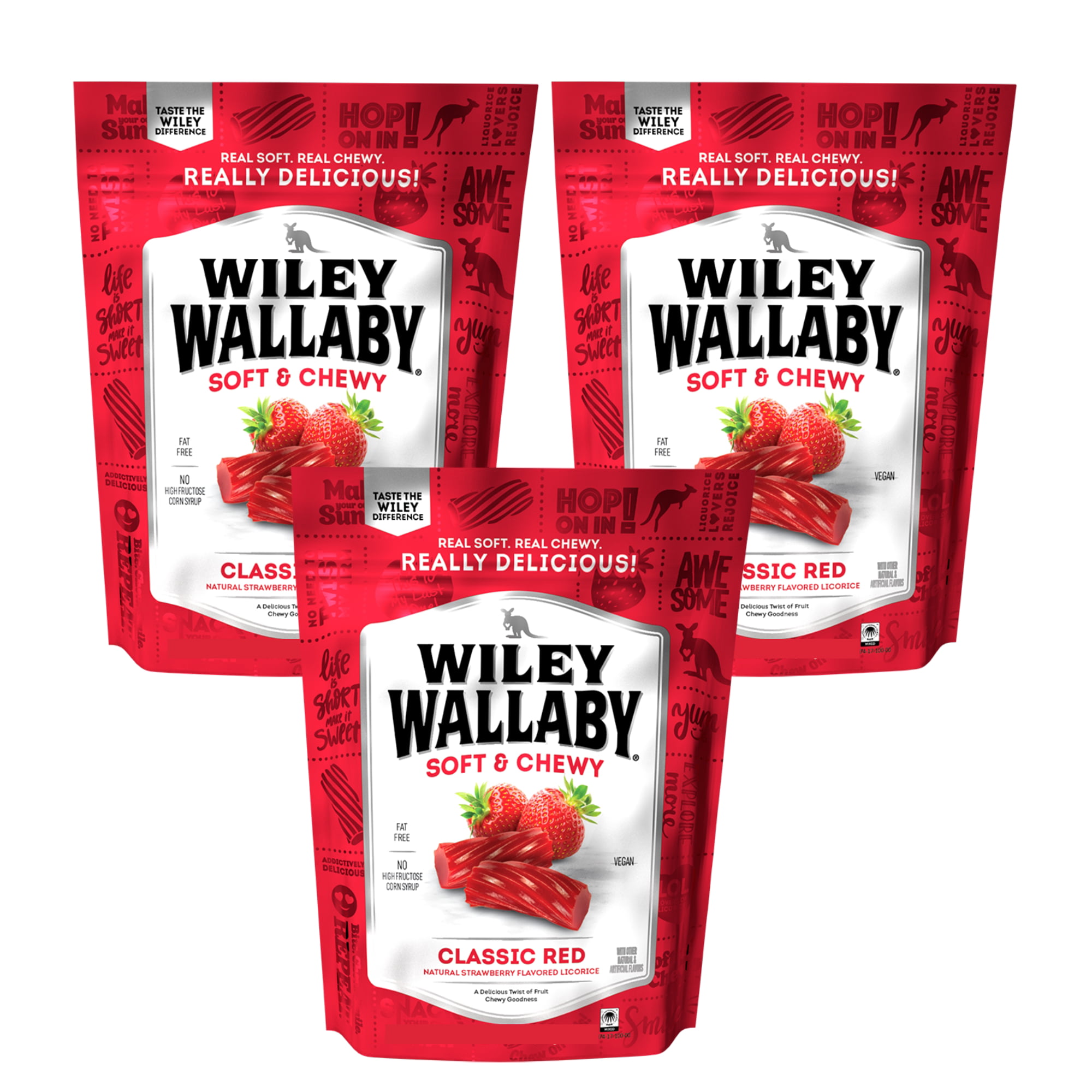 Wiley Wallaby Classic Red Licorice Candy 5 Ounce Bag Gourmet Australian Style Soft & Chewy Candies for Snacks Movie Nights Picnics Summer Goody Filler