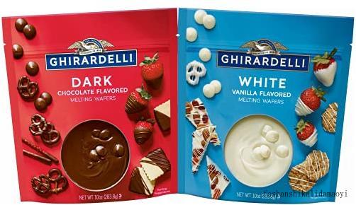 Ghirardelli Melting Wafers Variety Pack with Ghirardelli White Chocolate Melting Wafers and Ghirardelli Dark Chocolate Melting Wafers. One Stop Shoppi