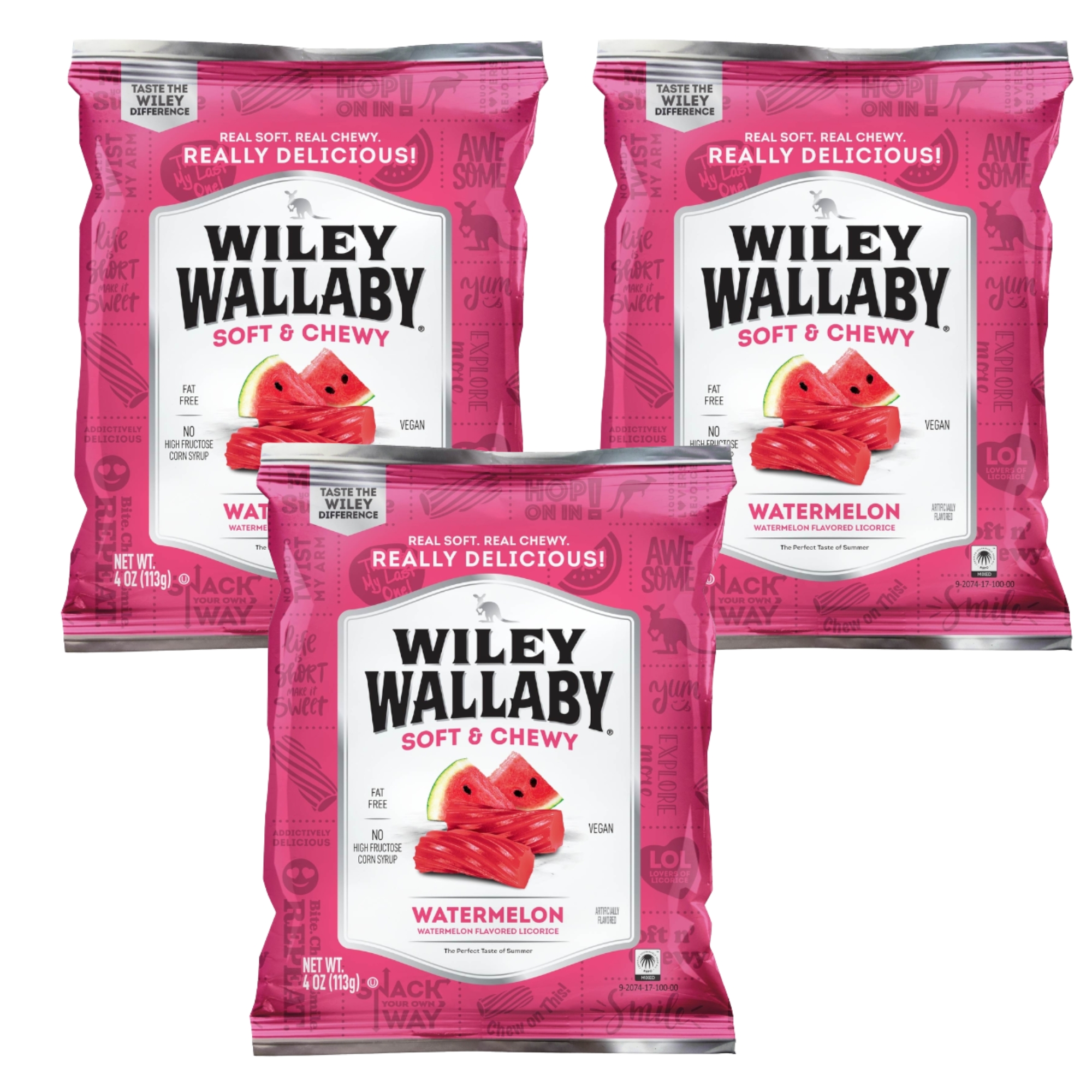 Wiley Wallaby Classic Watermelon Licorice Candy 4 Ounce Bag Gourmet Australian Style Soft & Chewy Candies for Snacks Movie Nights Picnics Summer Goody