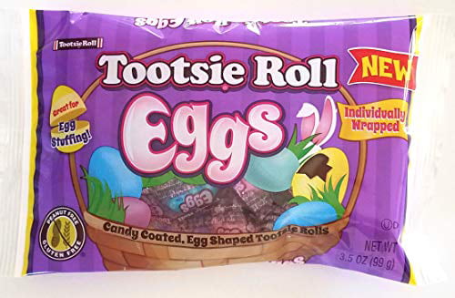 Tootsie Roll (1 Bag) Eggs - Candy Coated Individually Wrapped Easter Egg Shaped Tootsie Rolls - Net Wt. 3.5 Oz / 99 G
