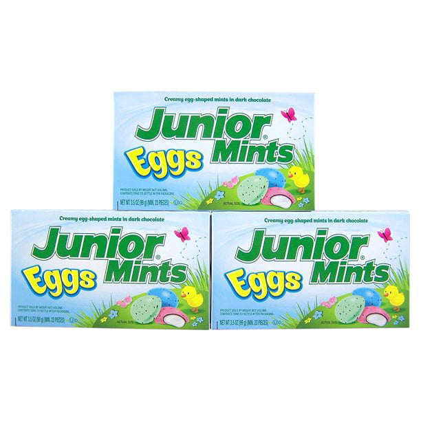 JUNIOR MINTS EGGS Limited Edition Easter Spring Dark Chocolate Candy Candies Gluten Free and Peanut Free Movie Theater Box  3.5 Oz (3 Boxes)