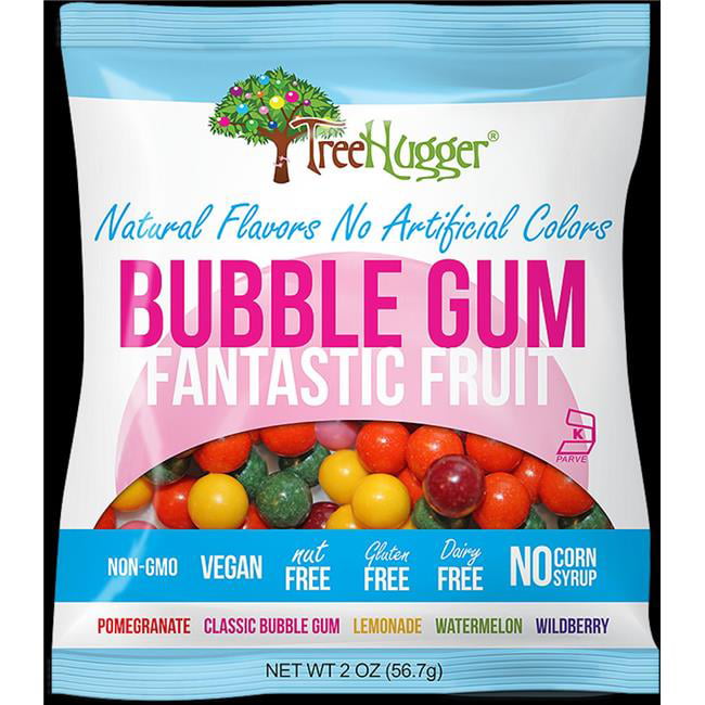 Tree Hugger All Natural Bubble Gum 2 Oz Bag Fantastic Fruit- 12 Pack