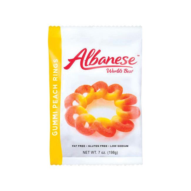 Albanese 7 Oz Rings Peach Gummi Candy - Pack of 12