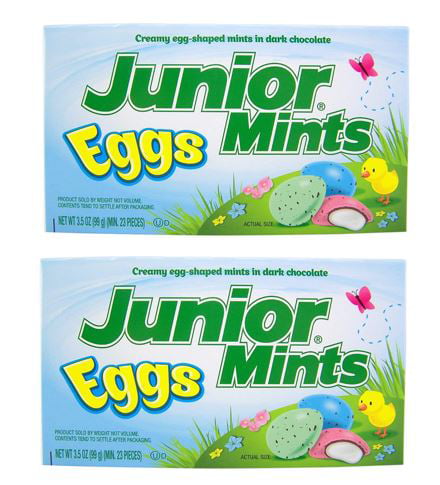 PSLLC JUNIOR MINTS EGGS Limited Edition Easter Spring Dark Chocolate Candy Candies Gluten Free and Peanut Free Movie Theater Box  3.5 Oz (2 Boxes)