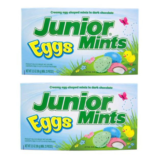 JUNIOR MINTS EGGS Limited Edition Easter Spring Dark Chocolate Candy Candies Gluten Free and Peanut Free Movie Theater Box  3.5 Oz (2 Boxes)