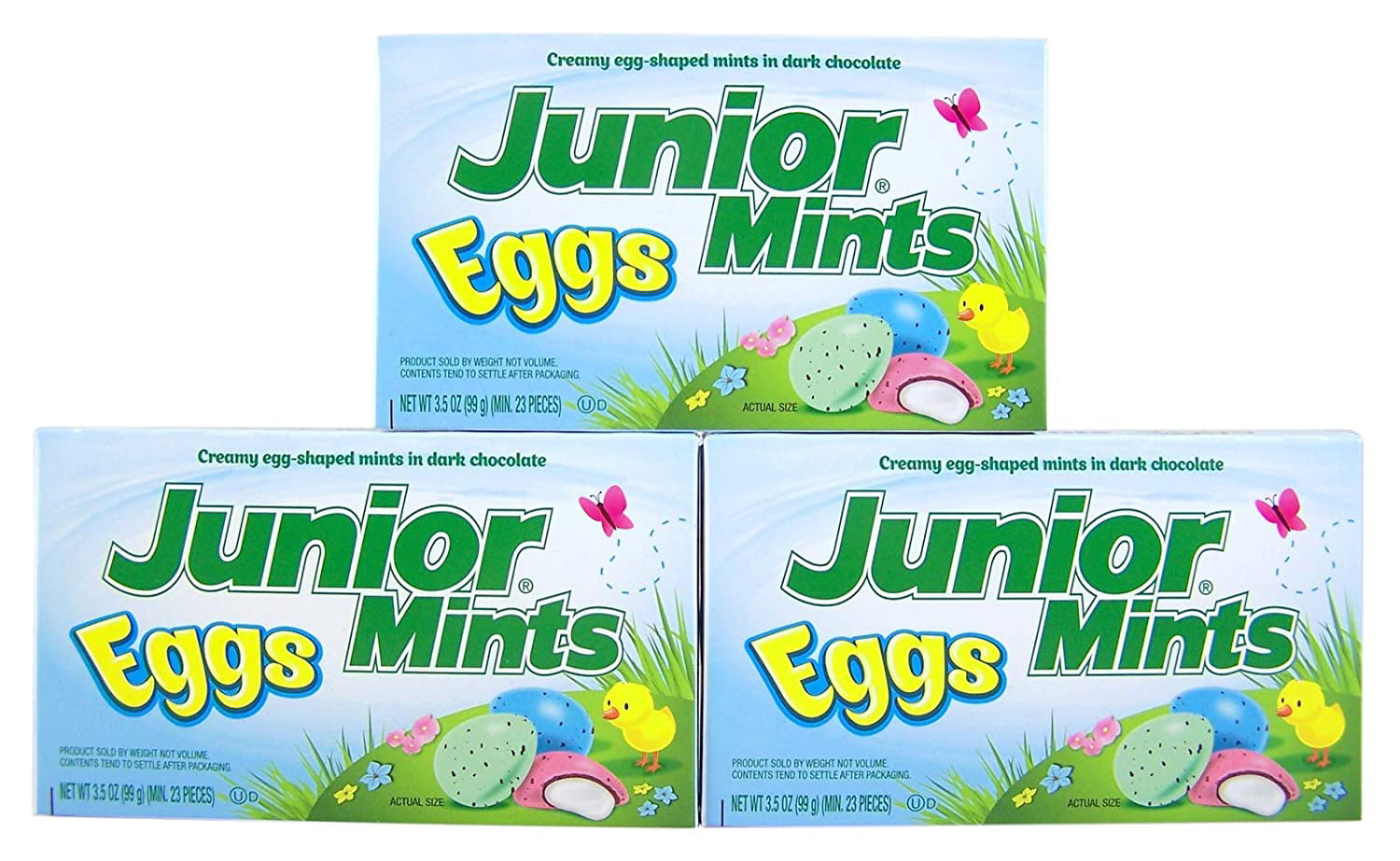 PSLLC JUNIOR MINTS EGGS Limited Edition Easter Spring Dark Chocolate Candy Candies Gluten Free and Peanut Free Movie Theater Box  3.5 Oz (3 Boxes)