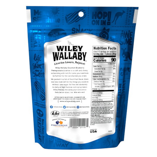 Wiley Wallaby Licorice 10 Ounce Classic Gourmet Soft & Chewy Australian Blueberry Pomegranate Candy Twists  10 Pack