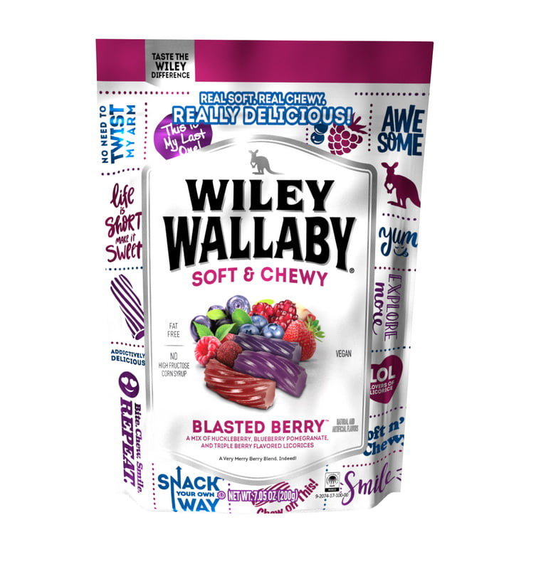 (Price/Case)Wiley Wallaby Blasted Berry Licorice  7.05 Ounces  12 per Case