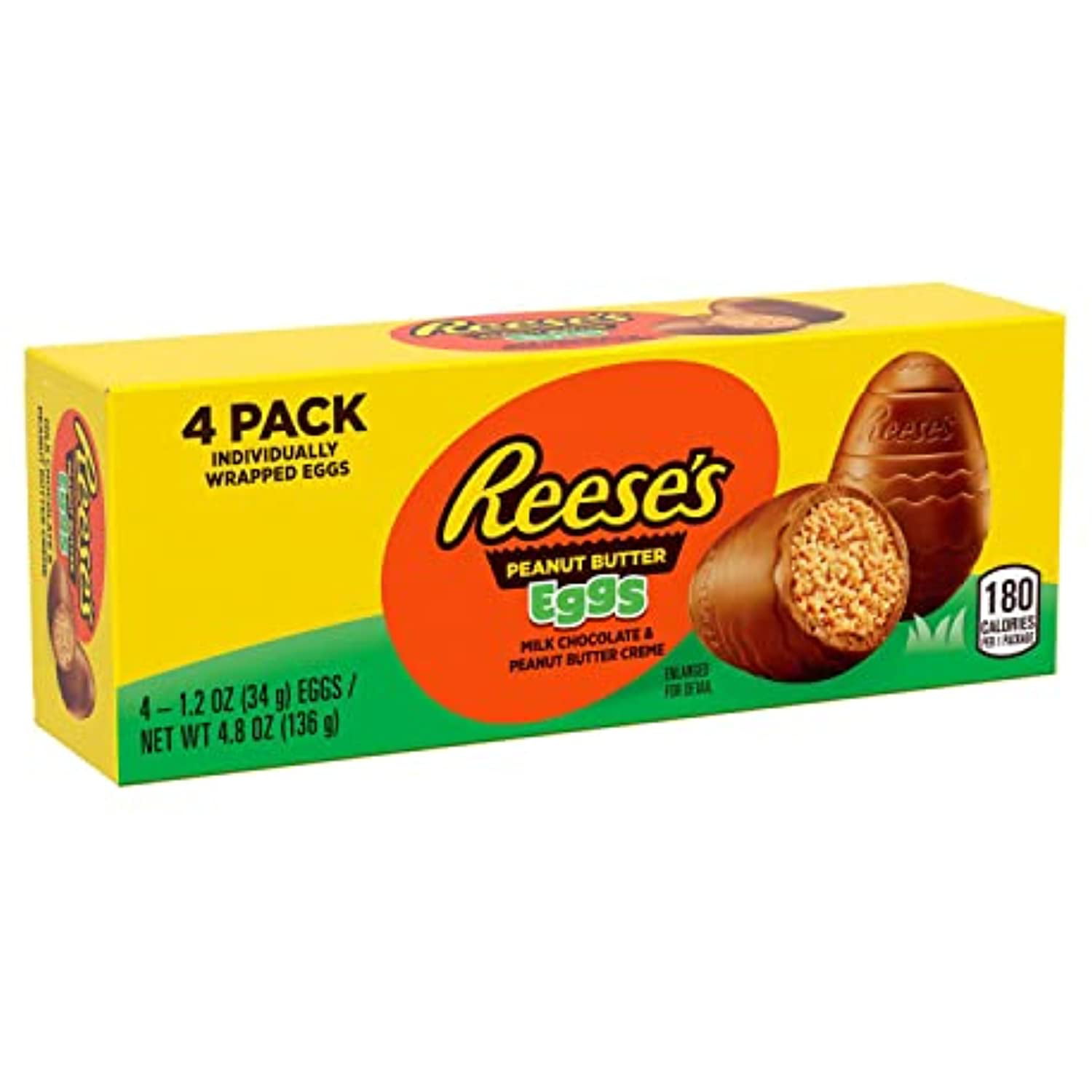 Reeses Milk Chocolate Peanut Butter Creme Eggs Candy  Easter  1.2 Oz Box (4 Pieces)