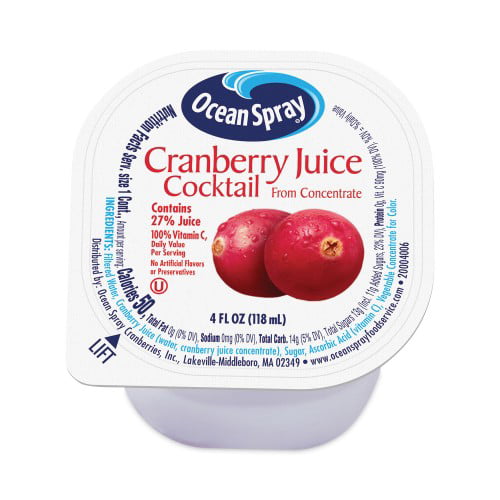 Ocean Spray Cranberry Juice Drink  Cranberry  4 Oz Cup  18/Carton  Ships in 1-3 Business Days