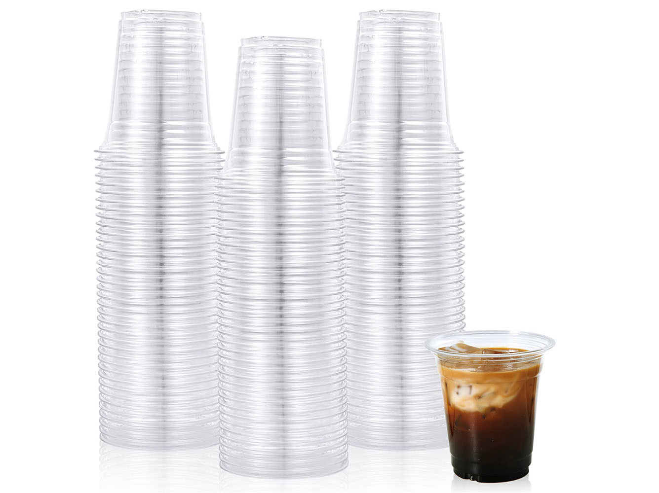 Plastic Cups  PET Crystal Clear Cups  12 OZ Disposable Cold Drinking Plastic Cups  Perfect for Ice Coffee  Smoothie  Juice  and Mixed Beverage(No Lids