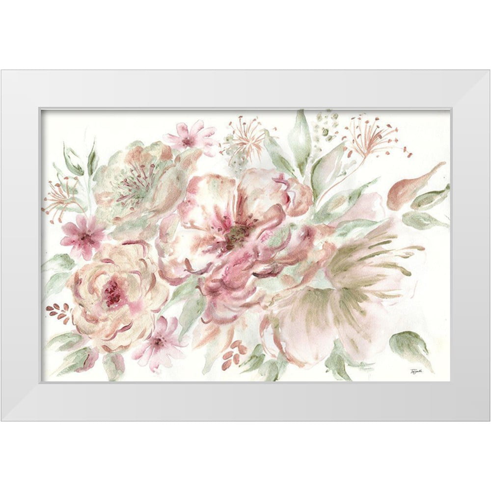 Tre Sorelle Studios 18x13 White Modern Wood Framed Museum Art Print Titled - Rose Gold Floral Landscape