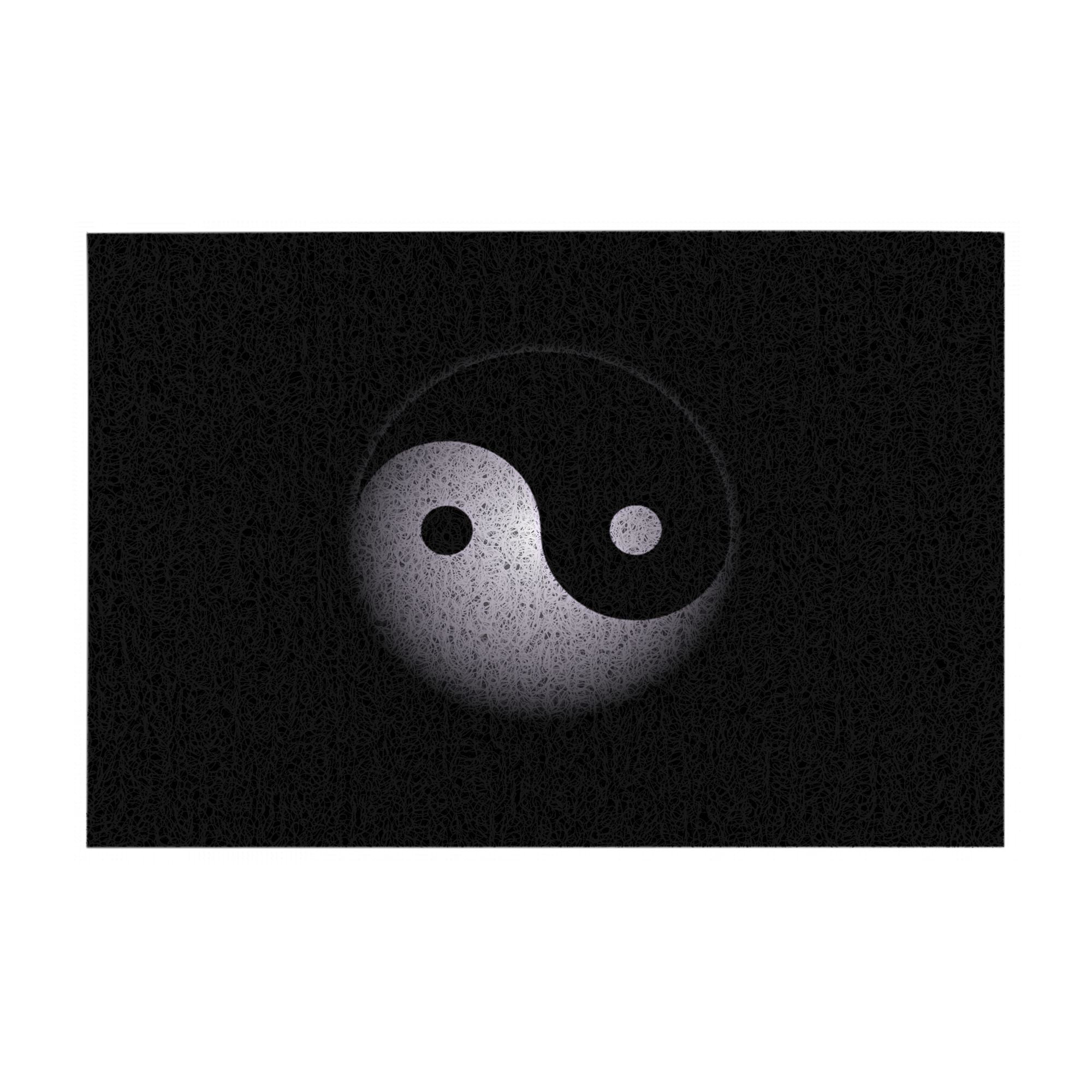 TEQUAN Front Doormat  Yin-Yang Tai Chi Symbol Pattern Outdoor Indoor Entrance Non-Slip PVC Door Mat  24  X 16