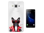 Samsung Galaxy J3 Pro 5.0 - 2016 Gel Silicone Case Protection Cover C0504 - Movie Pug Popcorn Juice Movie Time Dog Glasses