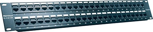 TRENDnet 48-Port Cat5-5e RJ-45 UTP Unshielded Patch Panel, Wallmount or Rackmount, 100Mhz, Cat5e Krone Connectors, Color-Coded Labeling, Cat3,Cat5e,Ca