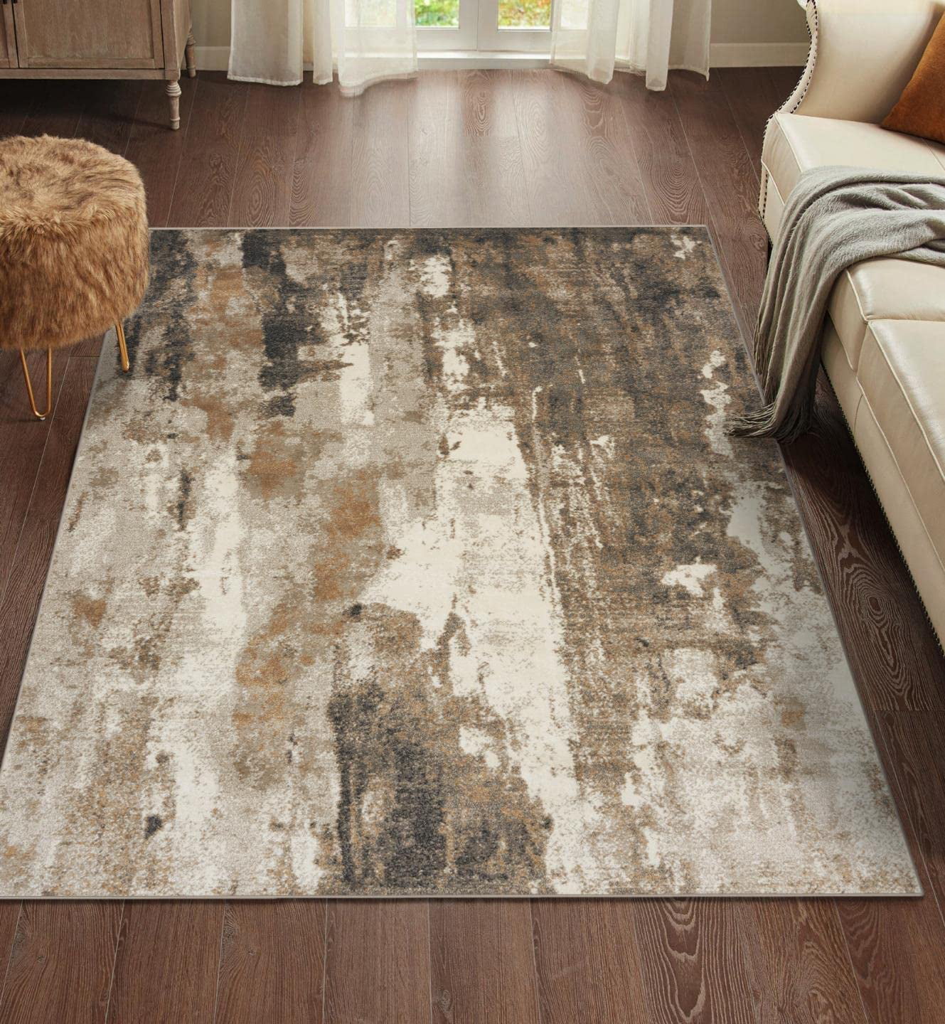 Modern Area Rugs with Abstract Patterns 7681 \u2013 Medium Pile Area Rug Dark Blue Light Blue / 4 X 5