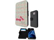 Samsung Galaxy S7 G930 Edge Flip Case Credit Card Holder Cover Book Style 1021 - Pink Bow Girls Love Quote