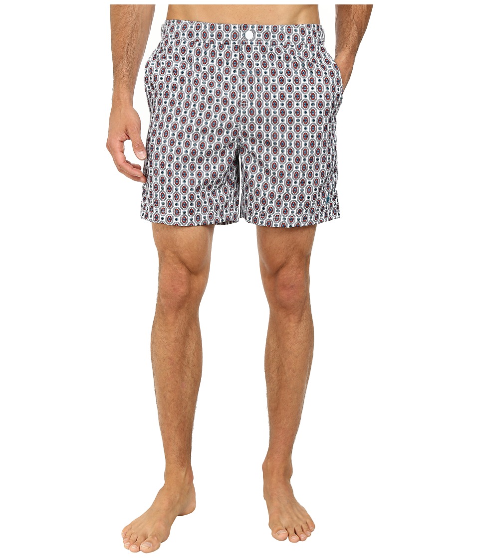 Original Penguin - Foulard Print Fixed Volley Shorts (bright White) Men's Swimwear