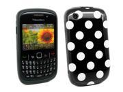 Kit Me Out Usa Imd Tpu Gel Case for Blackberry 8520 8530 and 9300 9330 3g - Black, White Polka Dots