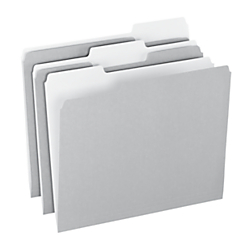 office depot(r) brand top tab color file folders, 1/3 cut, letter size, gray, box of 100