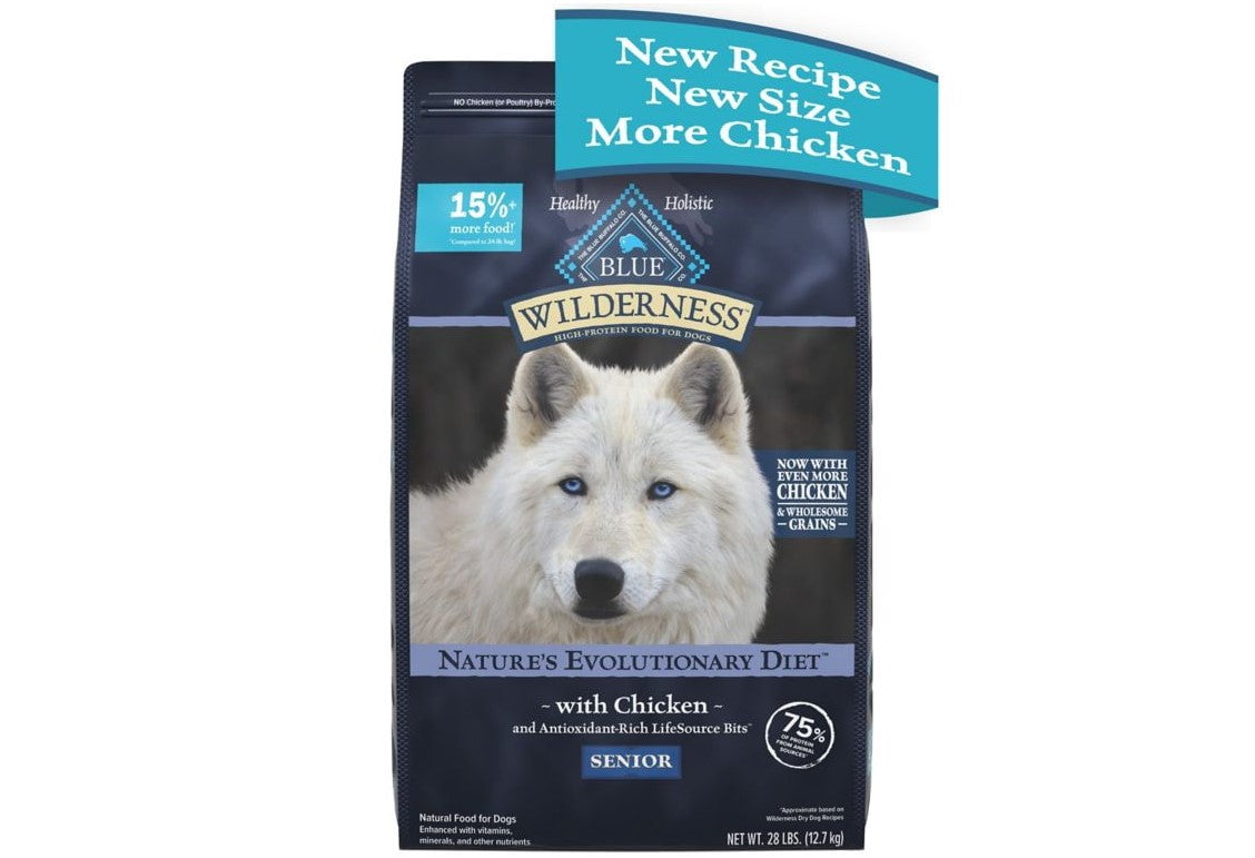 Blue Buffalo High Protein Senior Dry Dog Food Wholesome Grains  Chicken 28 Lbs