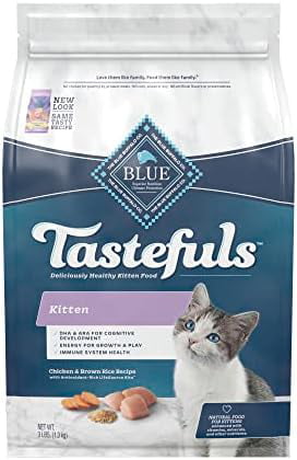 Blue Buffalo Tastefuls Kitten Natural Dry Cat Food  Chicken 3lb Bag Dry Cat Food Chicken & Brown Rice 3 Pound (Pack of 1)