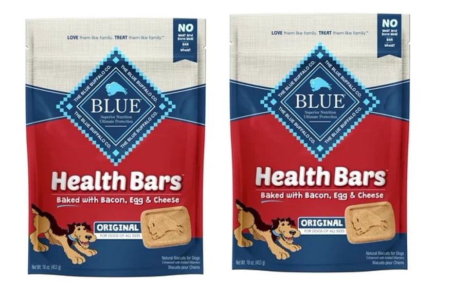 Blue Buffalo Health Bars Bacon  Egg & Cheese Flavor Crunchy Biscuit Treats for Dogs  Whole Grain  16 OZ. Bag ( 2 PACK )