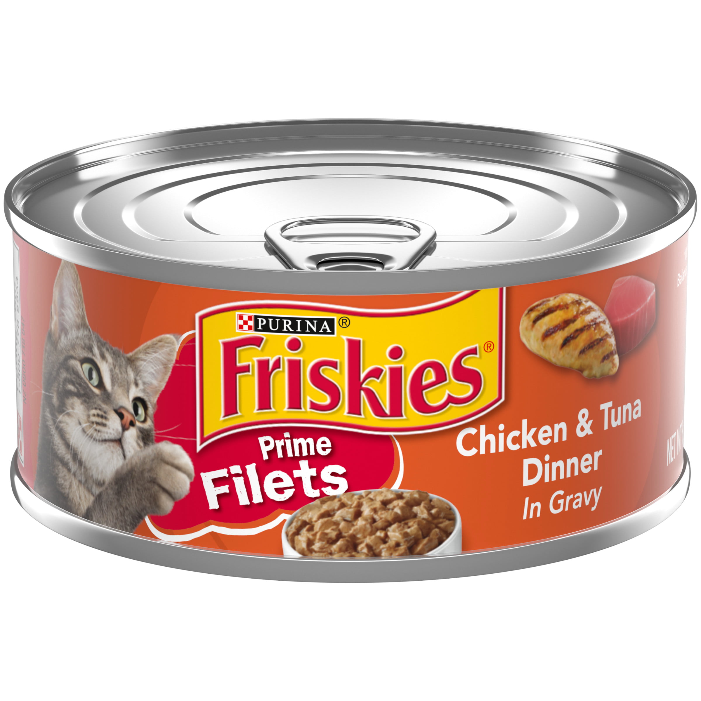 (12 Pack) Purina Friskies Prime Filets  Chicken and Tuna Dinner in Gravy  Wet Cat Food  5.5 Oz Can