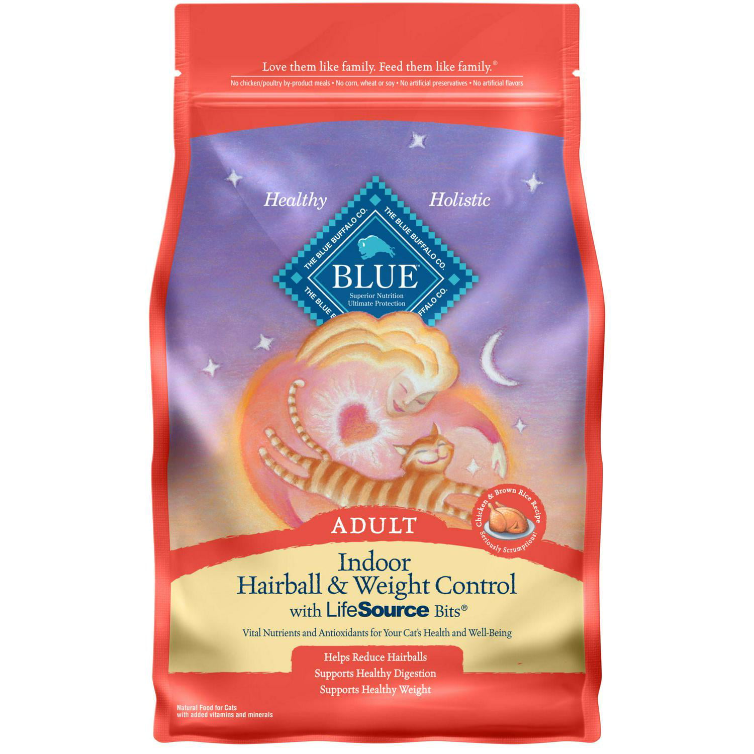 Blue Buffalo Life Protection Adult Indoor Hairball and Weight Control Natural Chicken and Brown Rice Dry Cat Food  7 Lb.