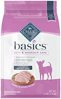 Blue Buffalo Basics Skin & Stomach Care  Natural Adult Small Breed Dry Dog Food  Turkey & Potato 4-lb 4 Pound (Pack of 1)