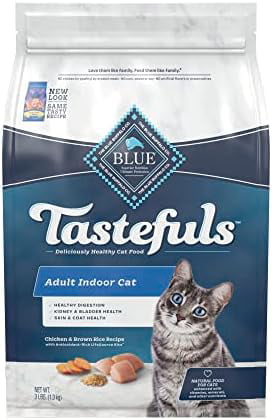 Blue Buffalo Tastefuls Indoor Natural Adult Dry Cat Food  Chicken 3lb Bag Chicken & Brown Rice 3 Pound (Pack of 1)