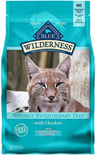 Blue Buffalo Wilderness High Protein  Natural Adult Indoor Hairball Control Dry Cat Food  Chicken 5-lb 5 Pound (Pack of 1)