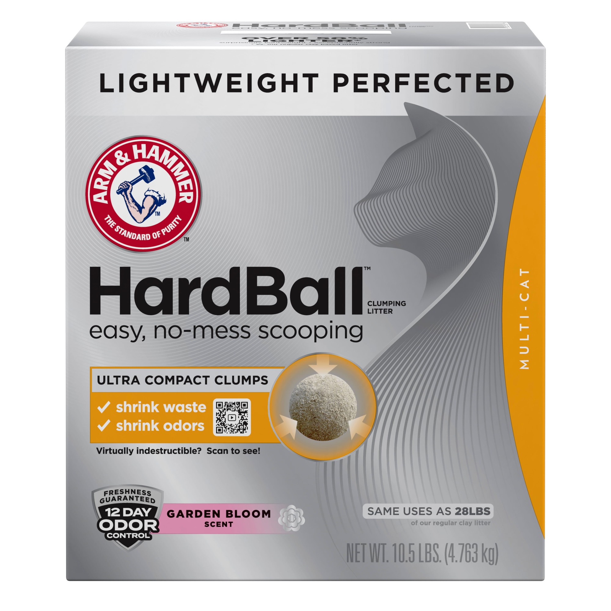 ARM & HAMMER HardBall Lightweight Cat Litter  Multi-Cat No-Mess Scoopable Clumping Litter  10.5 Lb