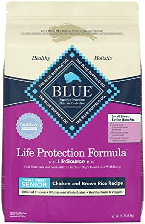 Blue Buffalo Life Protection Formula Natural Senior Small Breed Dry Dog Food  Chicken and Brown Rice 15-lb 15 Pound (Pack of 1)