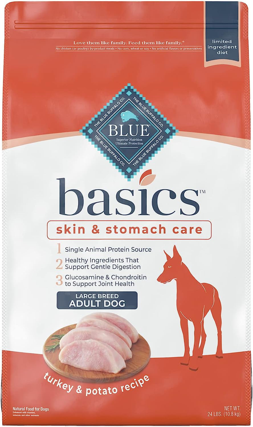 Blue Buffalo Basics Skin & Stomach Care  Natural Adult Large Breed Dry Dog Food  Turkey & Potato 24-Lb