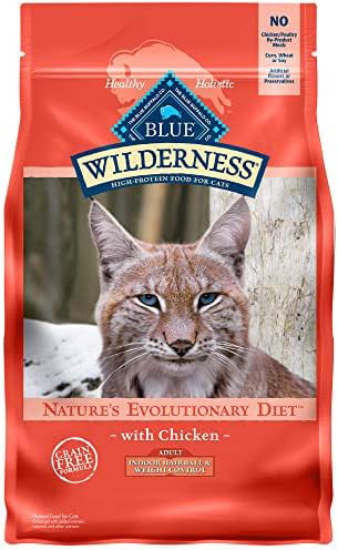 Blue Buffalo Wilderness High Protein  Natural Adult Indoor Hairball & Weight Control Dry Cat Food  Chicken 5-lb 5 Pound (Pack of 1)