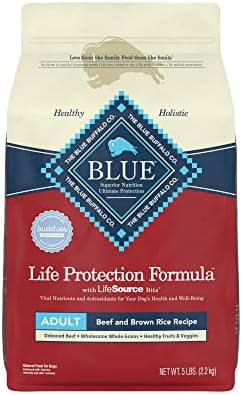 Blue Buffalo Life Protection Formula Natural Adult Dry Dog Food  Beef and Brown Rice 5-lb Trial Size Bag Beef & Brown Rice 5 Pound (Pack of 1)