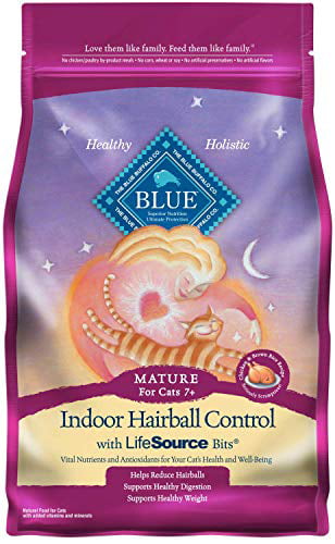 Blue Buffalo Indoor Hairball Natural Mature Dry Cat Food Chicken and Brown Rice 7lb