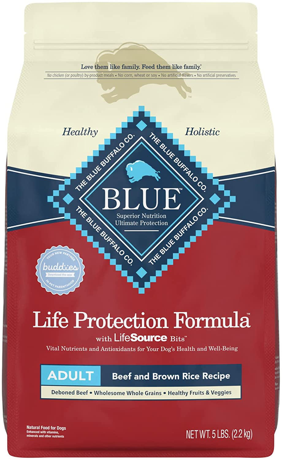 Blue Buffalo Life Protection Formula Natural Adult Dry Dog Food  Beef and Brown Rice 5-lb Trial Size Bag