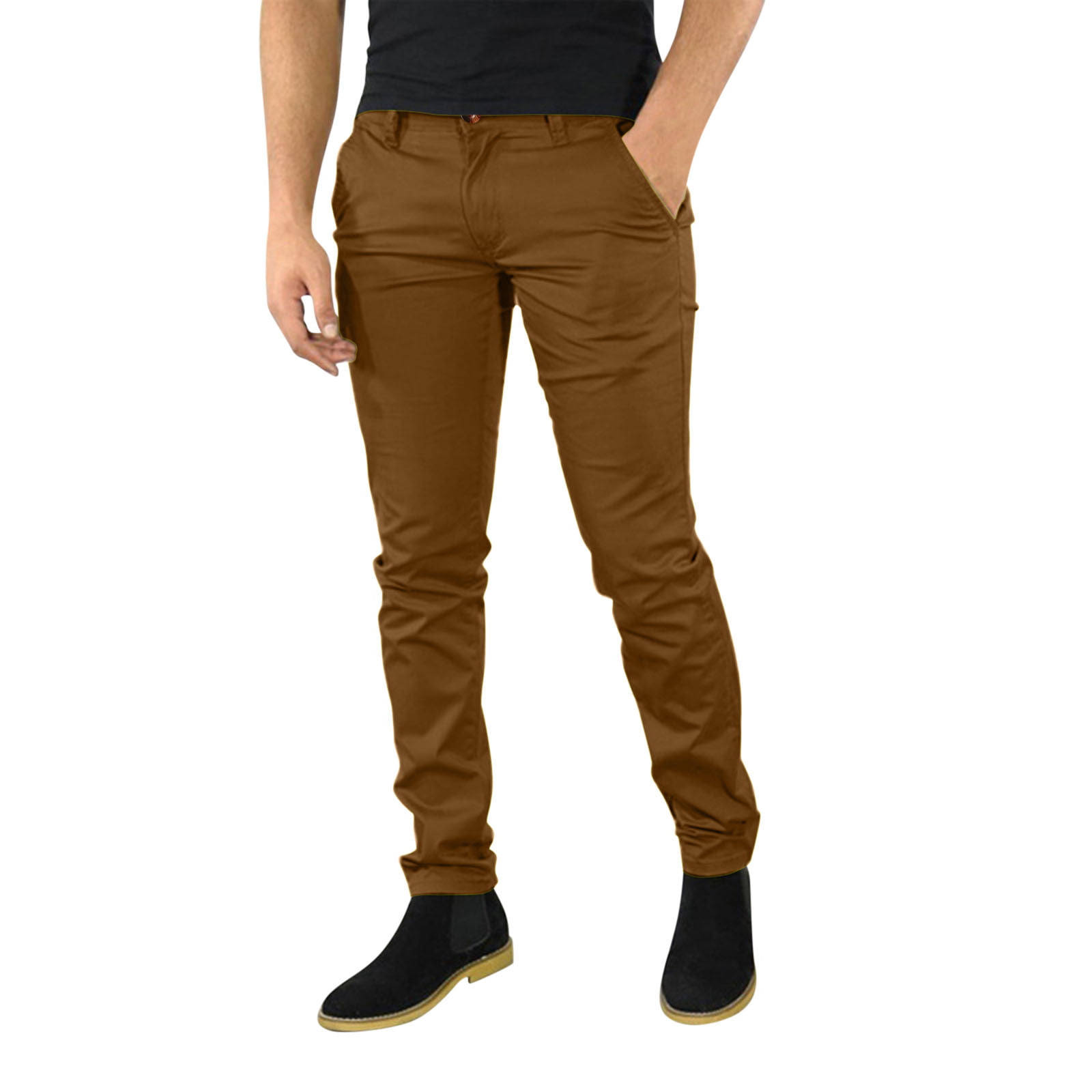 GWAABD Mens Business Casual Pants Male Casual Business Solid Slim Pants Zipper Fly Pocket Cropped Pencil Pant Trousers