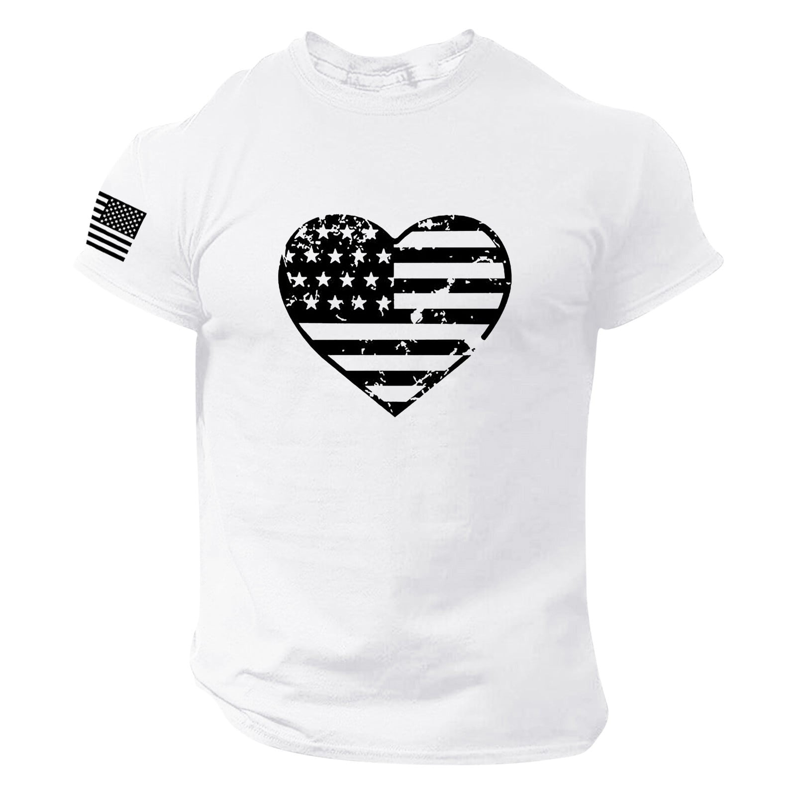 Kpoplk Tshirts Shirts for Men Men S Summer Casual Graphic Print Round Neck Short Sleeve T Shirt Tee Tops Men T Shirts(L White)