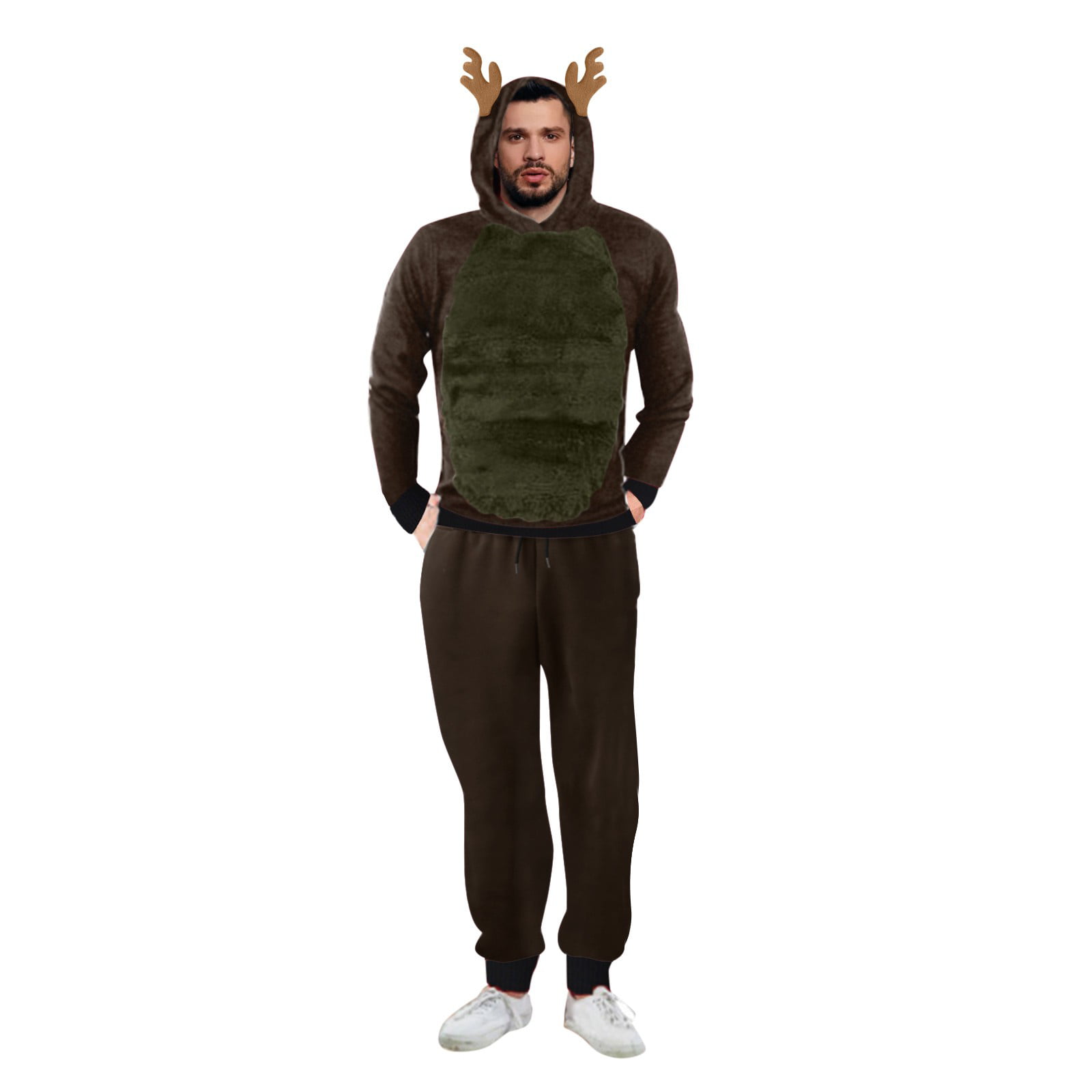GWAABD Men Summer Clothes Male Autumn and Winter Clothing Set Fawn Sweater and Pants Two Piece Funny Fluffy Sweater Pants